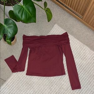 Elegant Off-Shoulder Burgundy Top